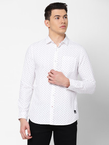 LEE Men Printed Casual White Shirt