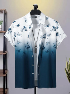 bollydolldesigner Men Floral Print Casual Black Shirt