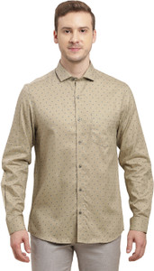 TURTLE Men Printed Formal Beige Shirt