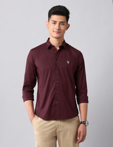 U.S. Polo Assn. Denim Co. Men Solid Casual Maroon Shirt