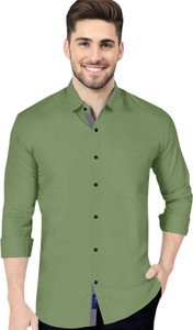 VTEXX Men Solid Formal Light Green Shirt