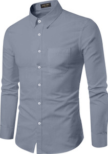MILDIN Men Solid Formal Grey Shirt