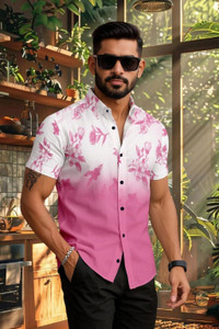SEVENTEENSTITCH Men Printed, Floral Print Casual Pink Shirt