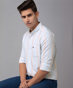THE BEAR HOUSE Men Printed Casual Light Blue Shirt