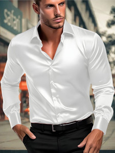 SOLSTICE Men Self Design Formal White Shirt