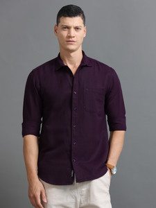 Tom Mackler Men Solid Casual Purple Shirt