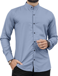 NIVICK Men Solid Casual Grey Shirt