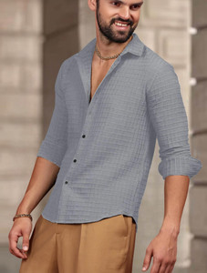 METRONAUT Men Solid Casual Grey Shirt
