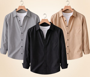 Colix Men Regular Fit Solid Spread Collar Shirt - Image 1