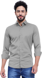 Filohevis Men Solid Casual Grey Shirt