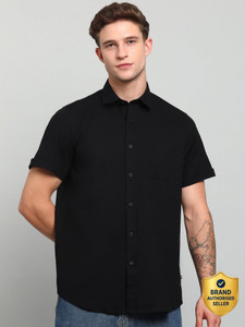 INTEGRITI Men Self Design Casual Black Shirt