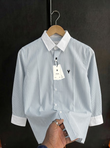 vdlooks Men Striped Casual Grey Shirt - Image 3