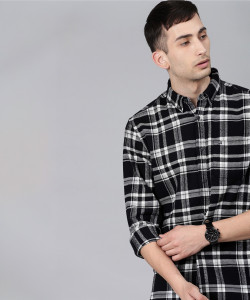 THE BEAR HOUSE Men Checkered Casual Black, White Shirt
