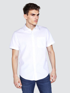 LEE Men Solid Casual White Shirt
