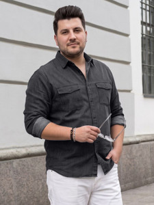 Urbano Plus Men Washed Casual Grey Shirt