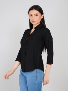 REYA FASHION Girls Solid Casual Black Shirt
