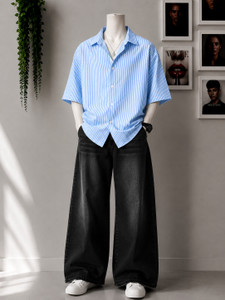 Asta Moda Men Striped Casual Blue White Shirt - Image 3