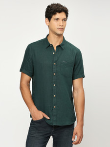 Pepe Jeans Men Self Design Casual Green Shirt