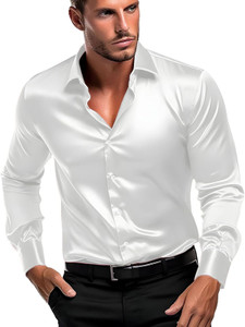 DEELMO Men Solid Casual White Shirt