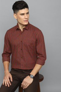 LOUIS PHILIPPE Men Checkered Casual Maroon Shirt