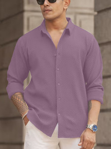 color bucket Men Self Design Casual Purple Shirt