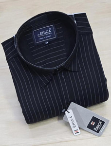 Erica Men Striped Casual Black Shirt - Image 5