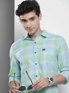The Indian Garage Co. Men Checkered Casual Blue Shirt