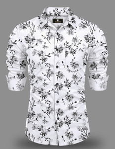 jeny fashion Men Floral Print, Printed Casual White Shirt