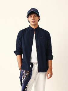 THE BEAR HOUSE Men Solid Casual Blue Shirt