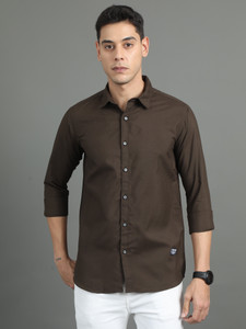 Carbonn Cloth Men Solid Casual Brown Shirt