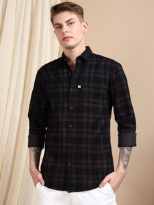 ALLWIN PAUL Men Checkered Casual Grey, Black Shirt