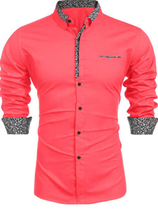 Webric Men Solid Casual Pink Shirt