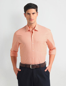 ARROW Men Self Design Formal Orange Shirt
