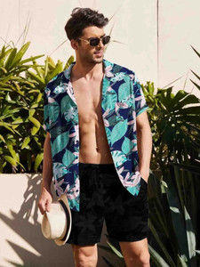 Leriya Fashion Men Printed Casual Blue Shirt