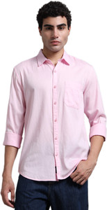 LAST STITCH Men Solid Casual Pink Shirt