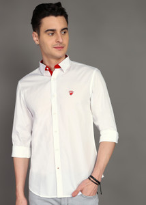 DUCATI Men Solid Casual White Shirt