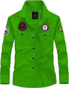 Buckberry Men Solid Casual Green Shirt