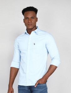 U.S. POLO ASSN. Men Solid Casual Blue Shirt