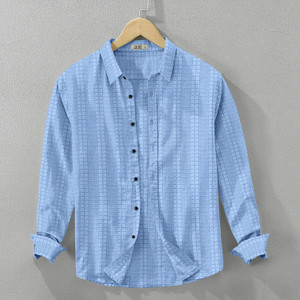 SPOQUE Men Light Blue Checkered Casual Shirt - Image 1