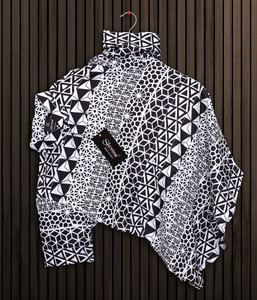 SHIVINA Men Printed Casual Black, White Shirt