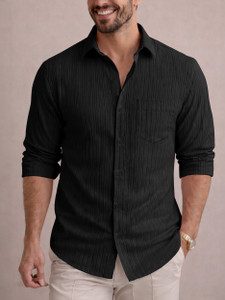EyeBogler Men Self Design Casual Black Shirt - Image 4
