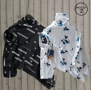 TIGERSNAKE Men Printed Casual Black, White, Blue Shirt