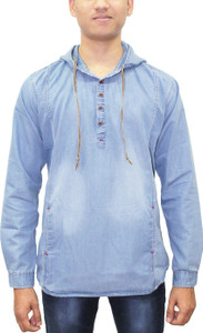 KUONS AVENUE Men Solid Casual Light Blue Shirt