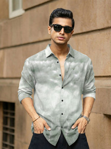 SANBROS Men Printed Casual Grey Shirt