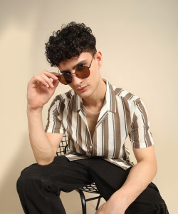 Voroxy Men Striped Casual Multicolor Shirt