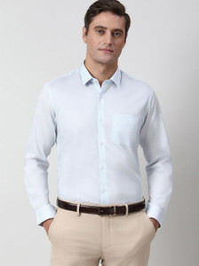 PETER ENGLAND Men Polka Print Formal Light Blue Shirt