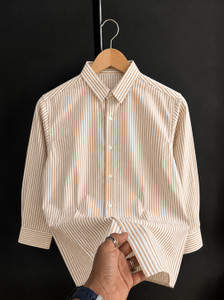 MANCLUB Men Striped Casual Brown, White Shirt - Image 6