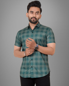 METRONAUT Men Checkered Casual Green Shirt