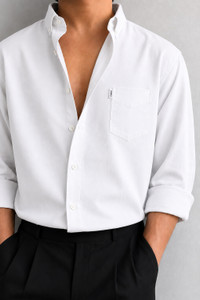 FOXEY Men Solid Casual White Shirt - Image 2