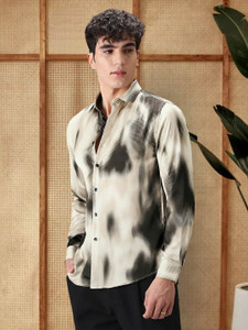METRONAUT Men Printed Casual Grey Shirt